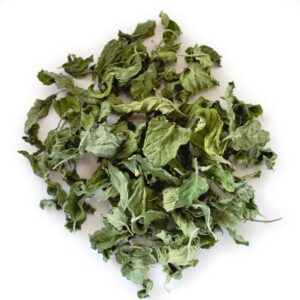 Bulk supply of aromatic dried Moroccan Mint leaves from a wholesale botanical distributor in Morocco.