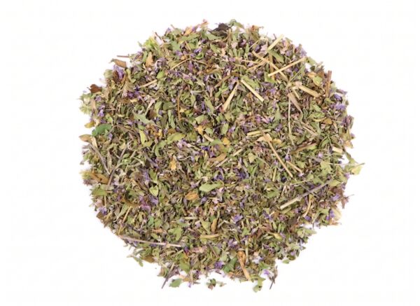 Bulk supply of aromatic dried Moroccan Pennyroyal leaves from a wholesale botanical distributor in Morocco.